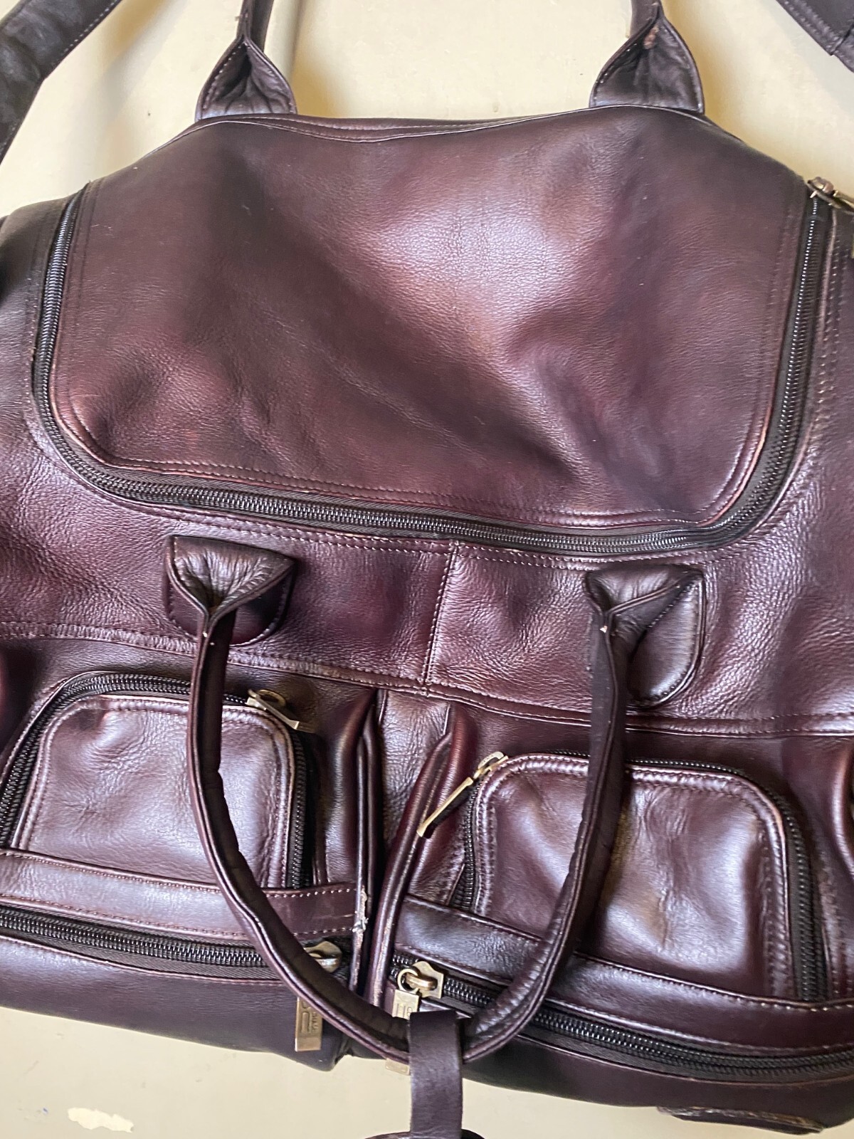 Claire Chase Brown Colombia All Leather XL 23” Carry On Duffel Bag Weekender