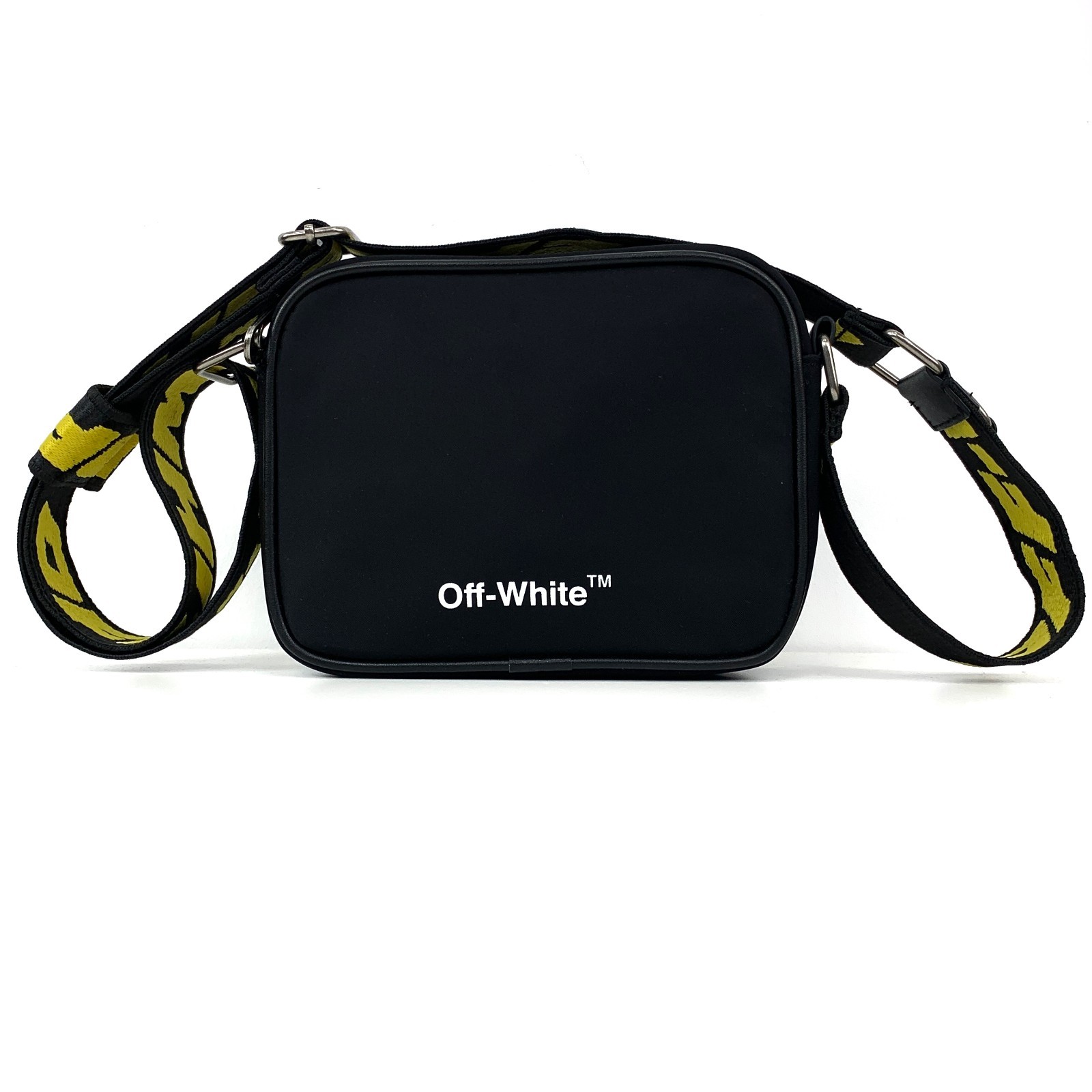 Off-White Logo Print Nylon Zipped Messenger Crossbody Bag Black
