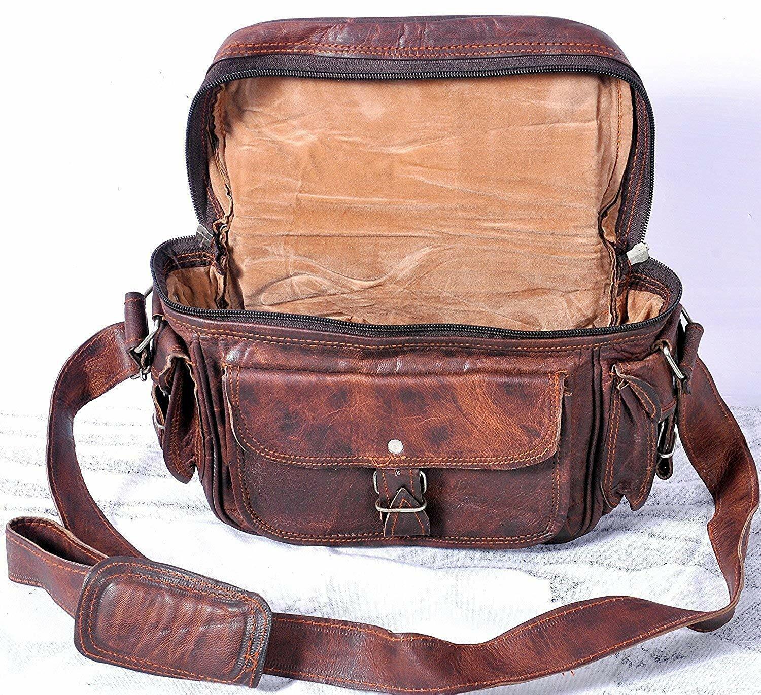 11″ Leather DSLR Camera Messenger Handbag Crossbody Sony Canon Nikon SLR Bag