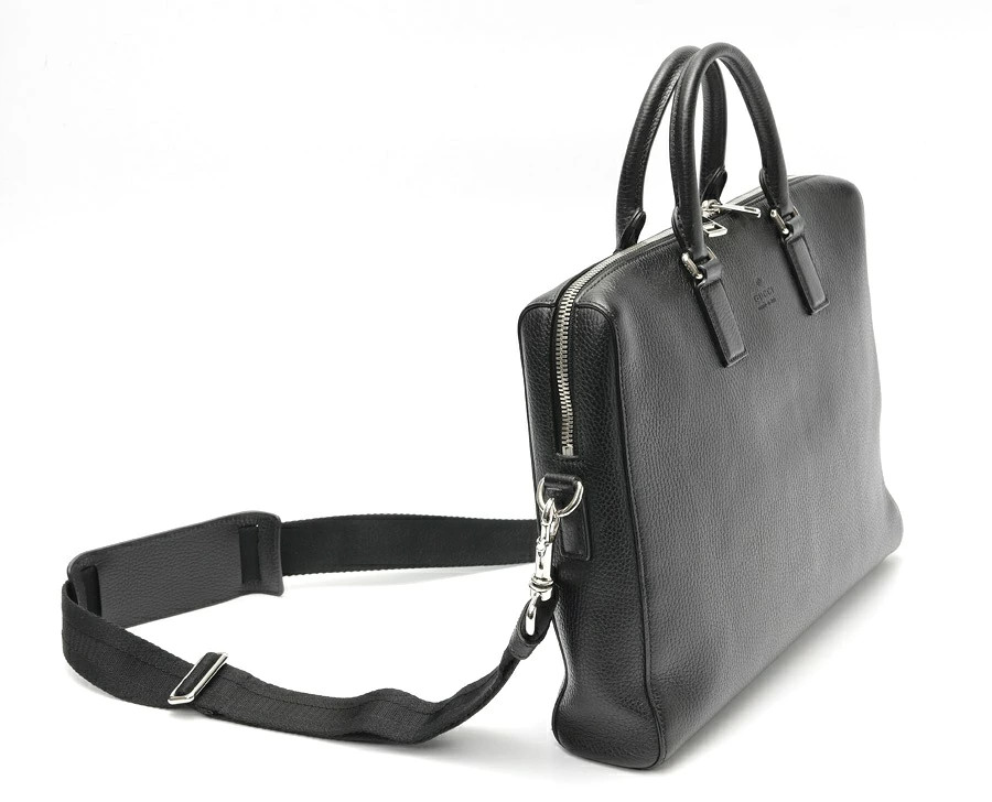 Gucci Briefcase Business Bag 387074 Leather Black