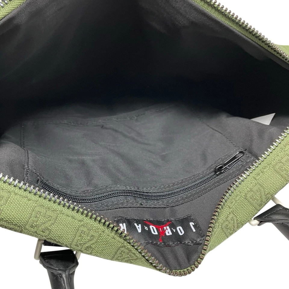 Air Jordan Monogram Logo Jacquard Duffle 25L Luxury Travel Bag Light Olive