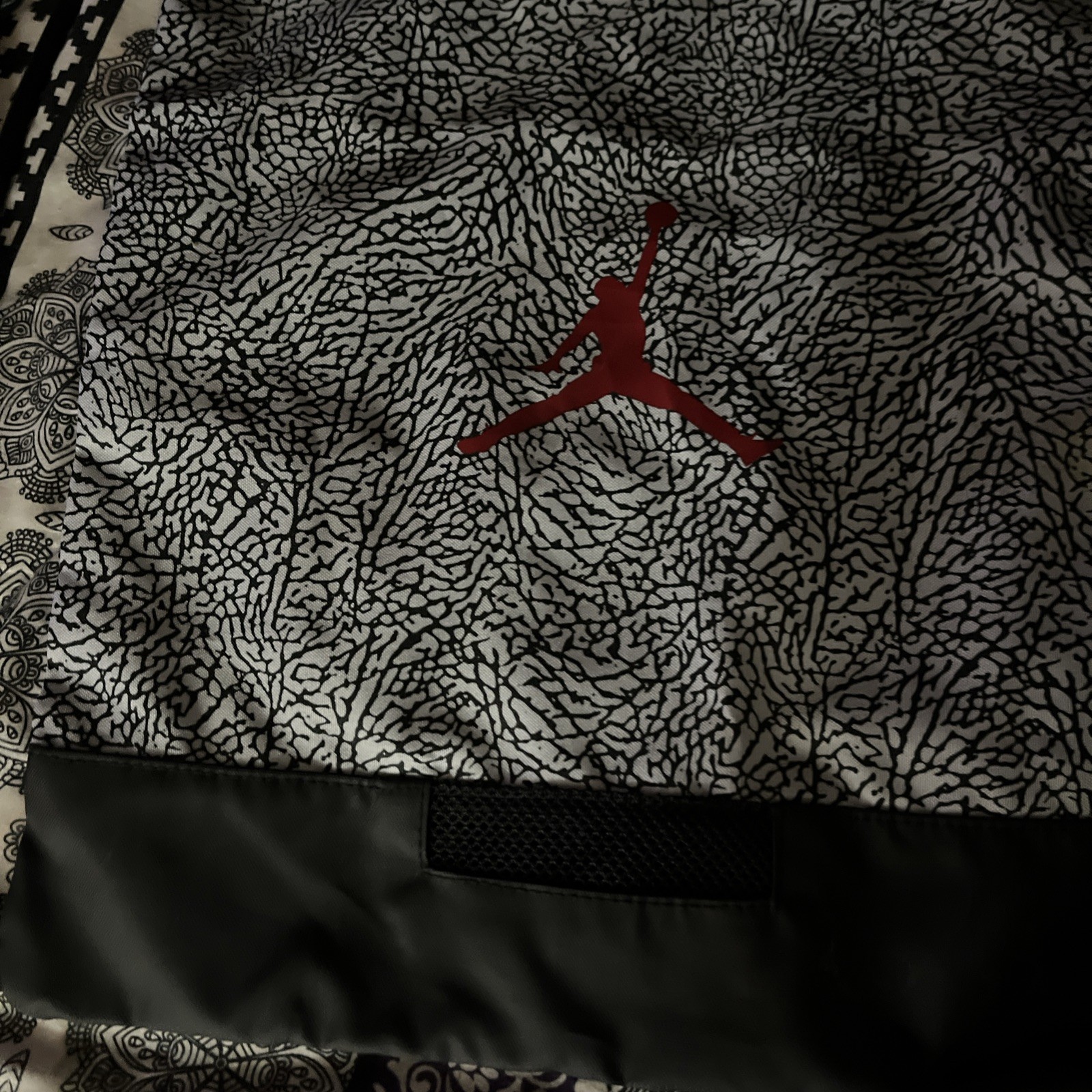 Nike Air Jordan Retro Elephant Cement Drawstring Backpack Black Grey Jumpman