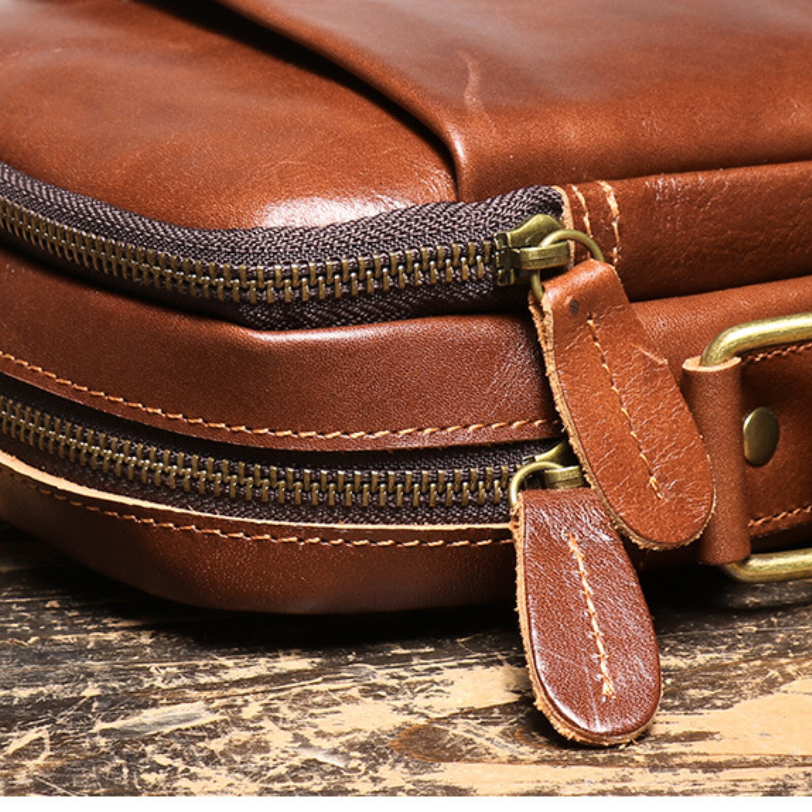 Men’s Leather Crossbody Bag Small Shoulder Bag Genuine Leather Travel Compact