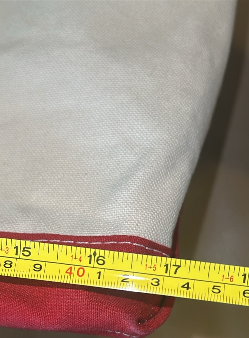 Vtg 1980s LL Bean Open Top Canvas Boat And Tote Large Long Handle White/Red Trim