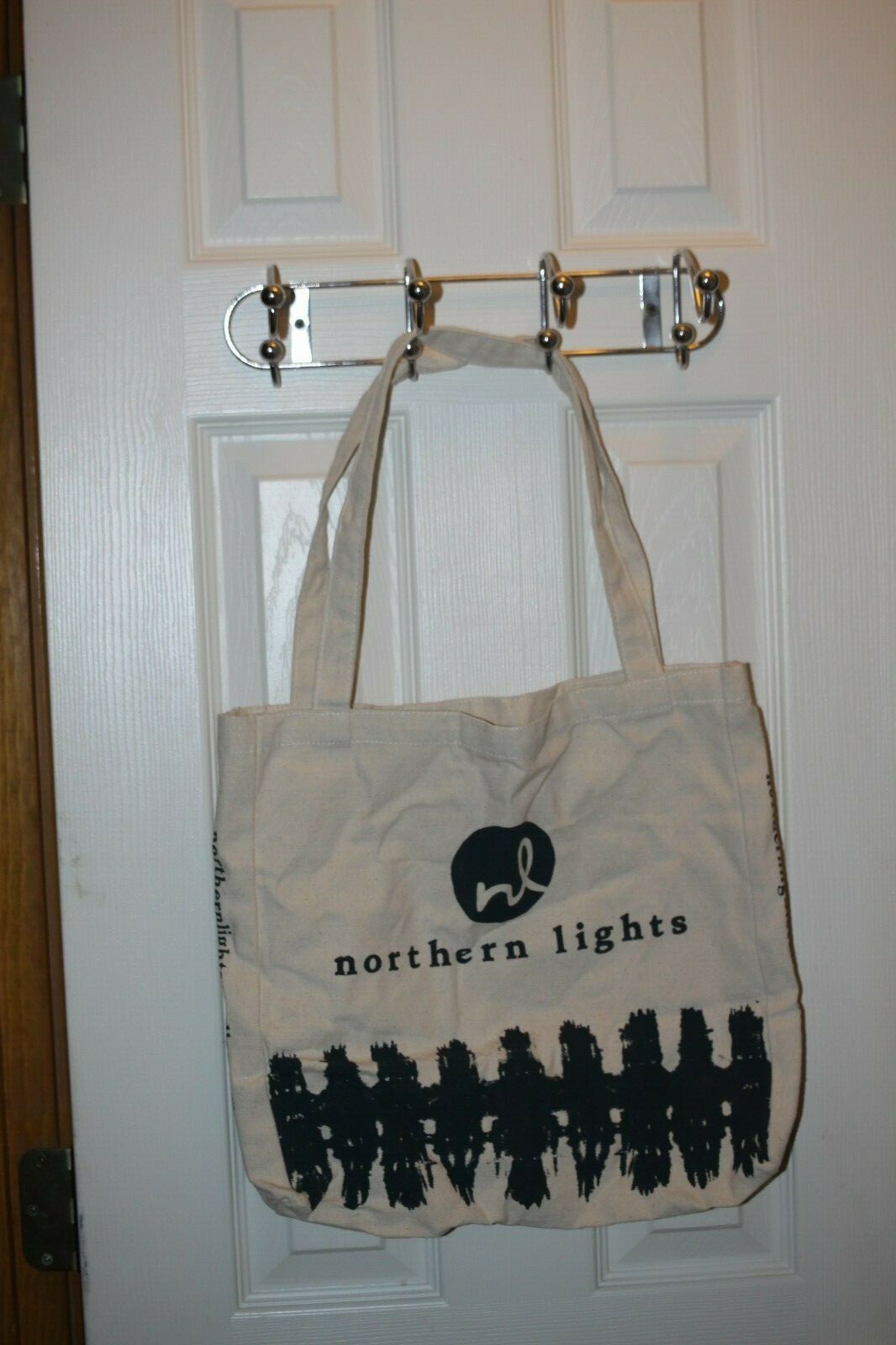 NEW NORTHERN LIGHTS TOTE CANVAS BAG WITH BLACK LETTERING 13.75″ LONG