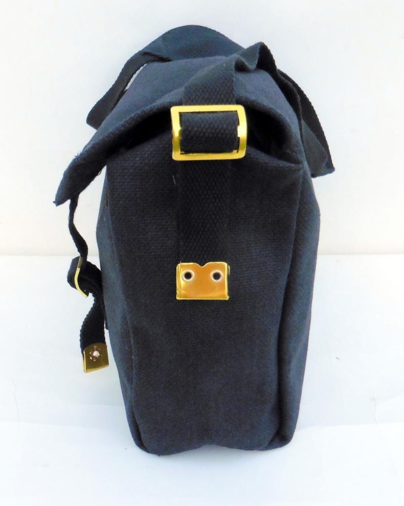 Canvas Shoulder Bag Biker Motorcycle Messenger Web Haversack Small 26x25x8cm Blk