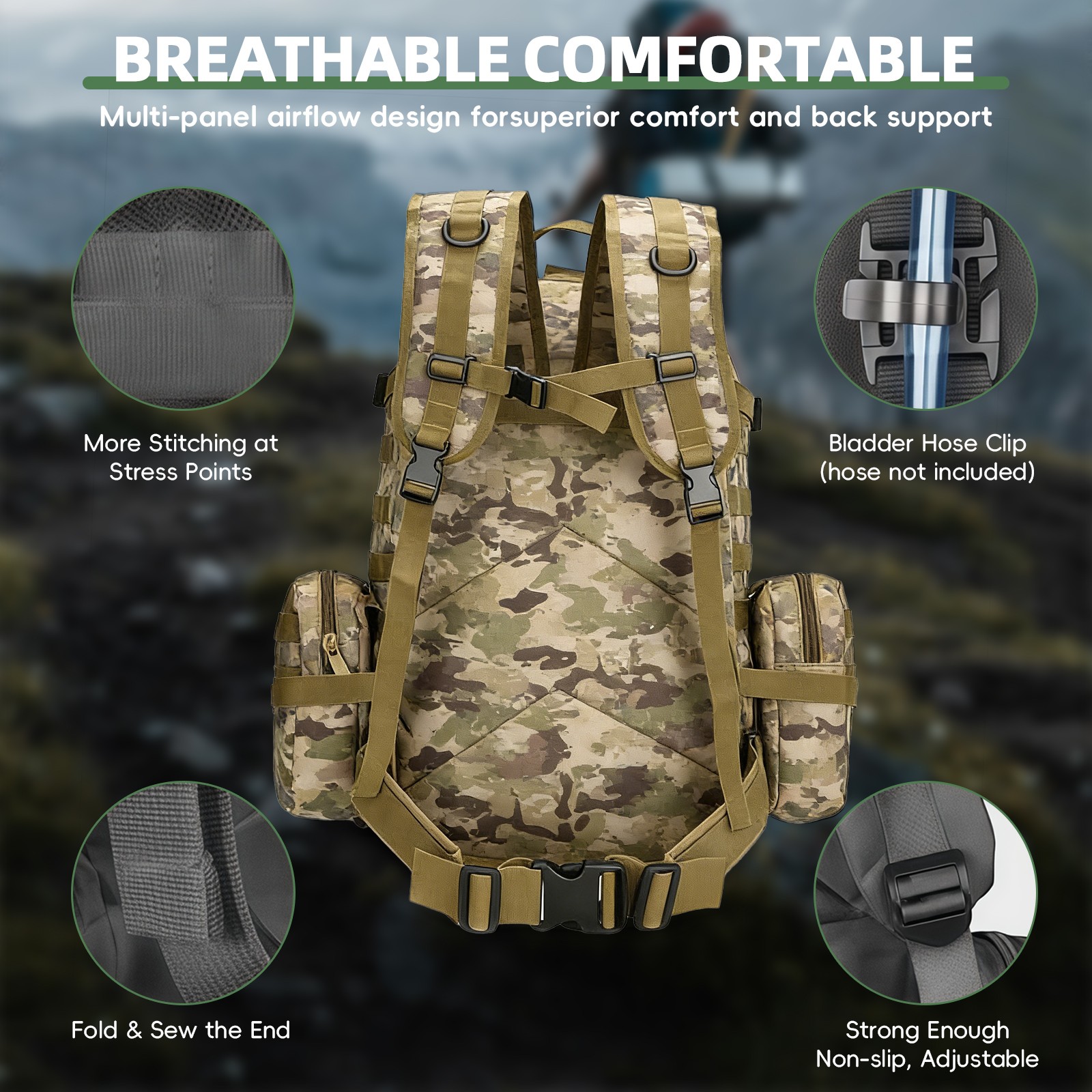75L Military Tactical Backpacks Large Rucksack Outdoor Hiking Camping Travel Bag