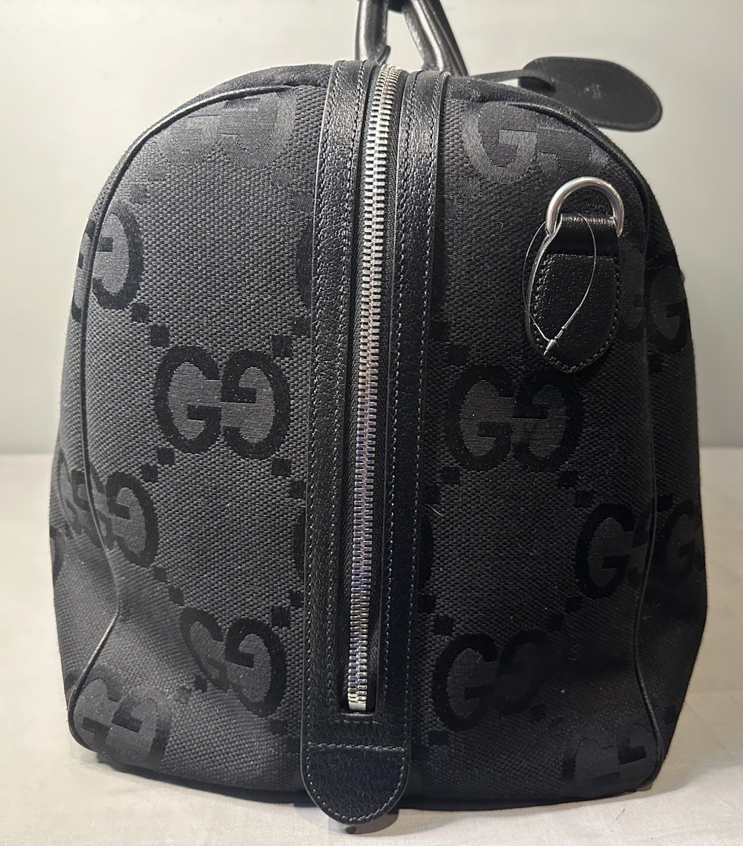 Gucci Jumbo GG Large Black Canvas / Leather Duffle Bag Authentic