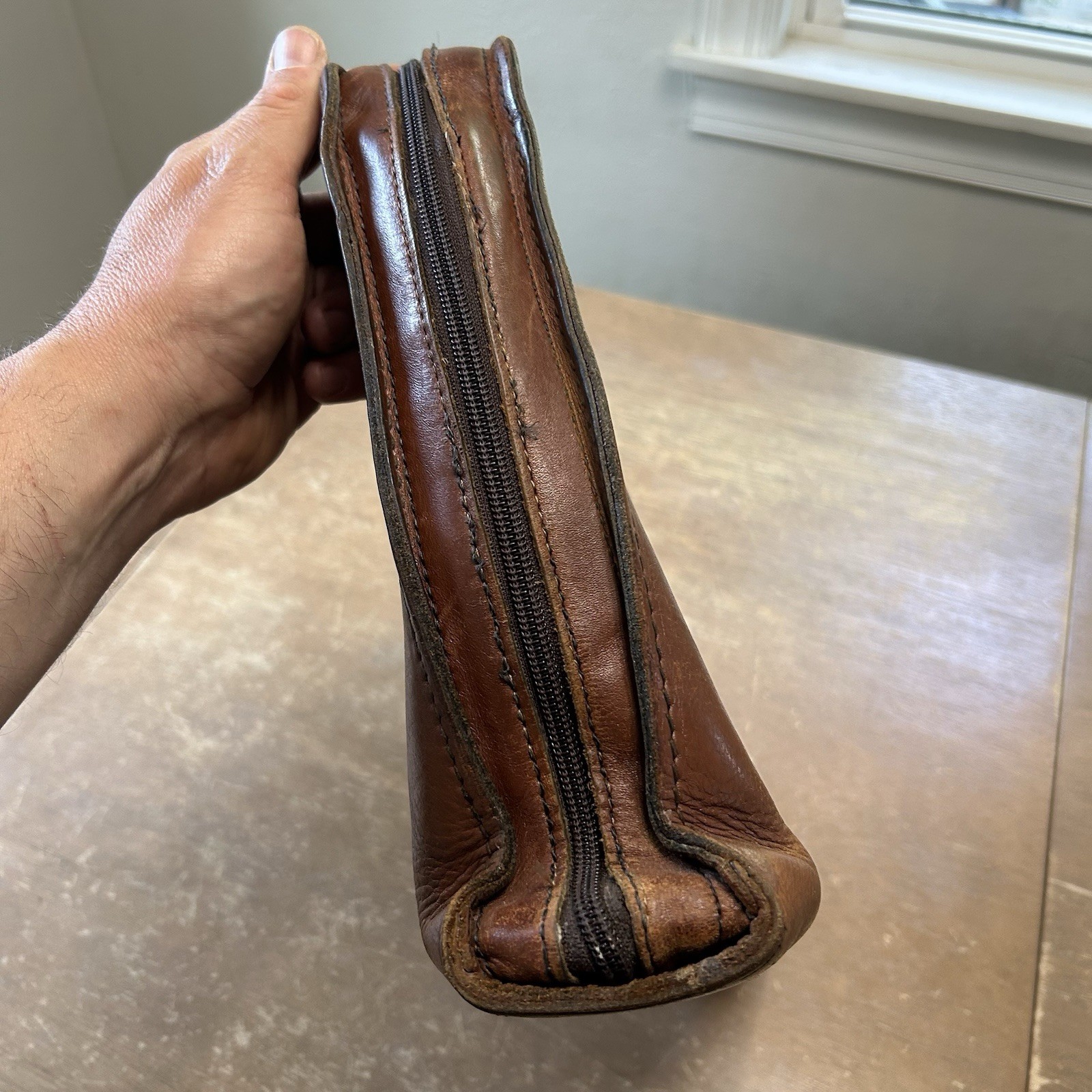 Schlesinger Leather Portfolio Attache California Saddle Leather Brown Vintage