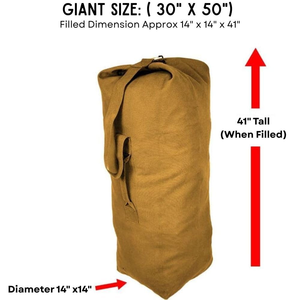 Top Load Heavyweight Cotton Canvas Tactical Military Carryall Duffle Bag