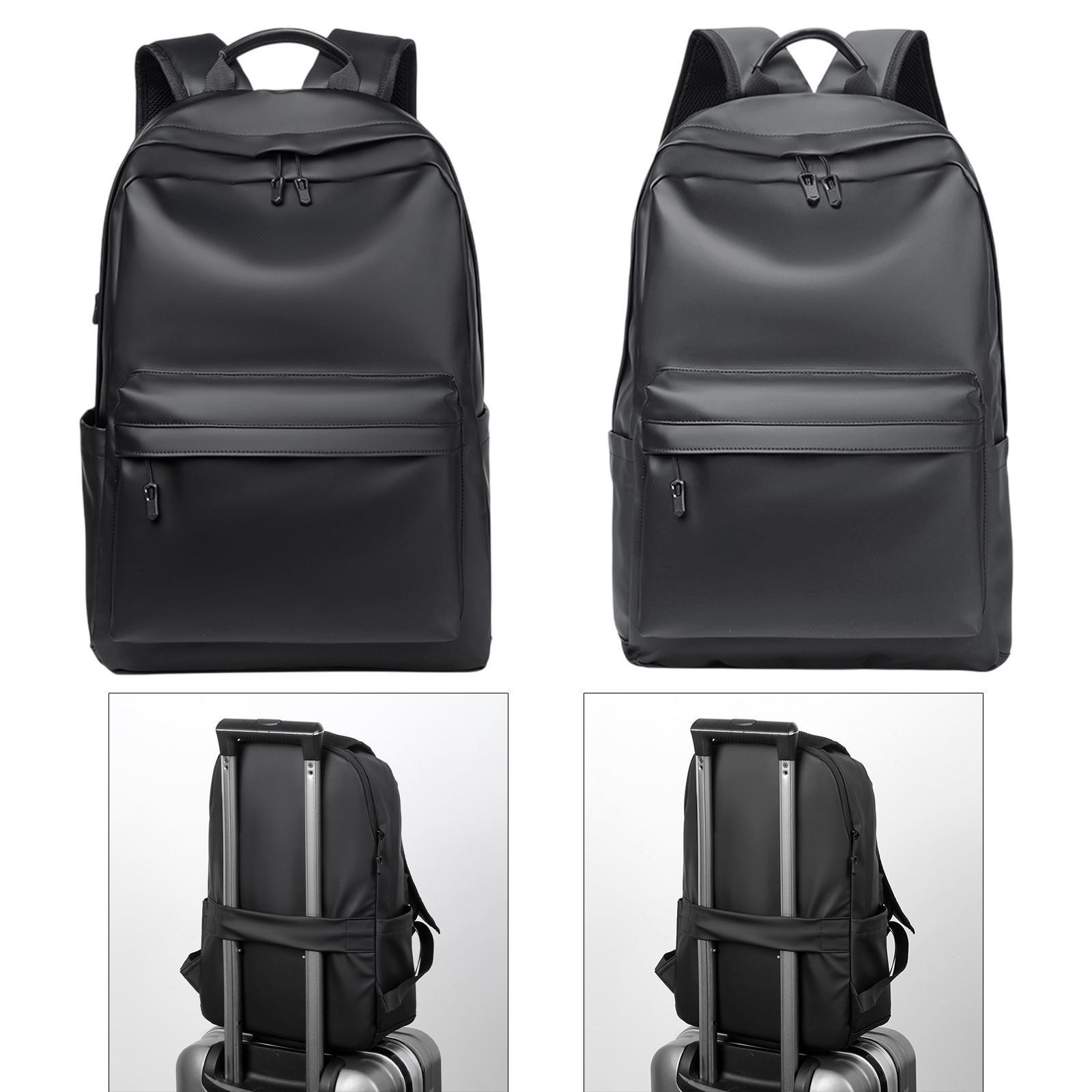 Men Pu Leather Backpack Waterproof 15.6″ Black Laptop Bag High Quality Fashion