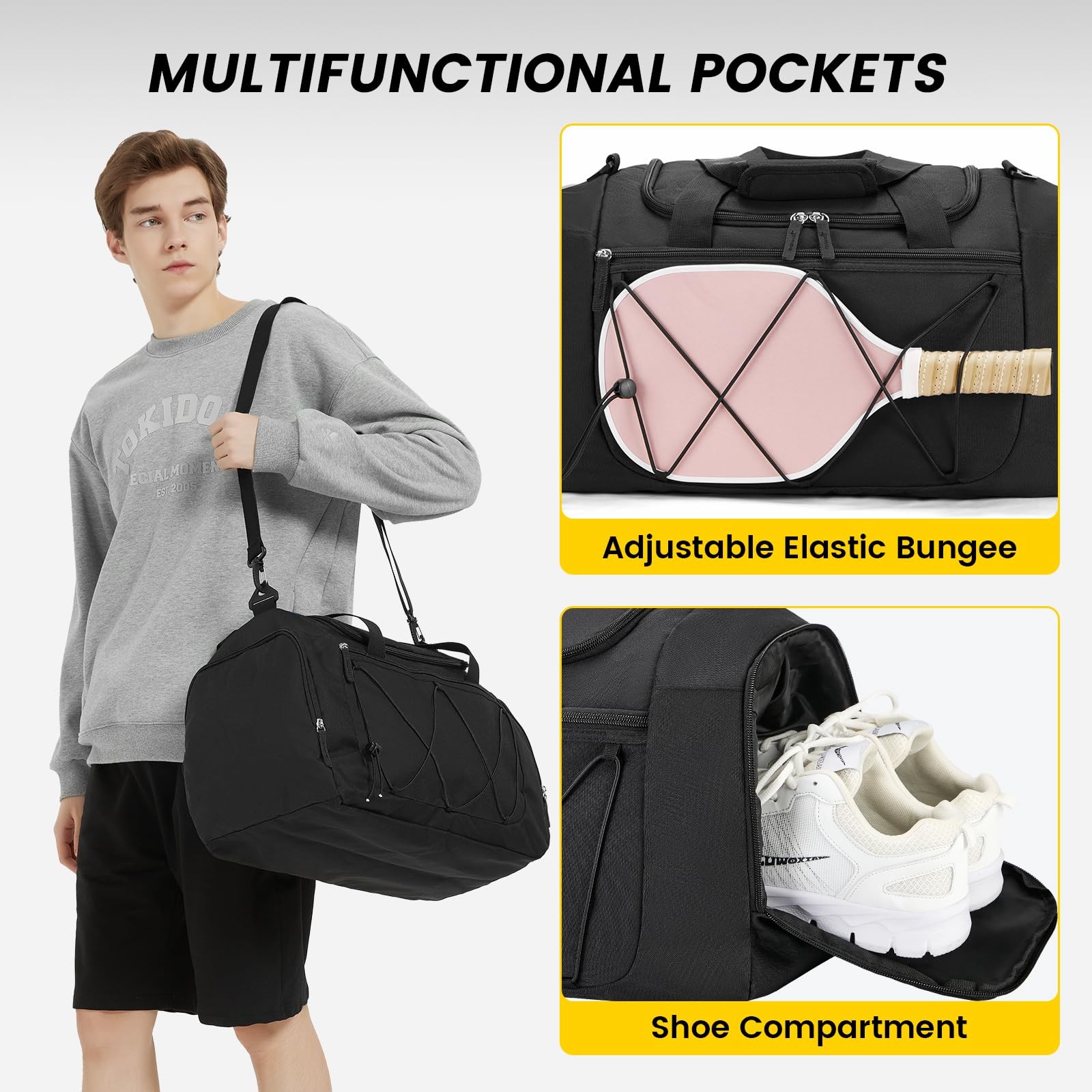 21 Inches Gym Bag for Men Duffle Bag for Travel Lightweight with Shoe Pocket