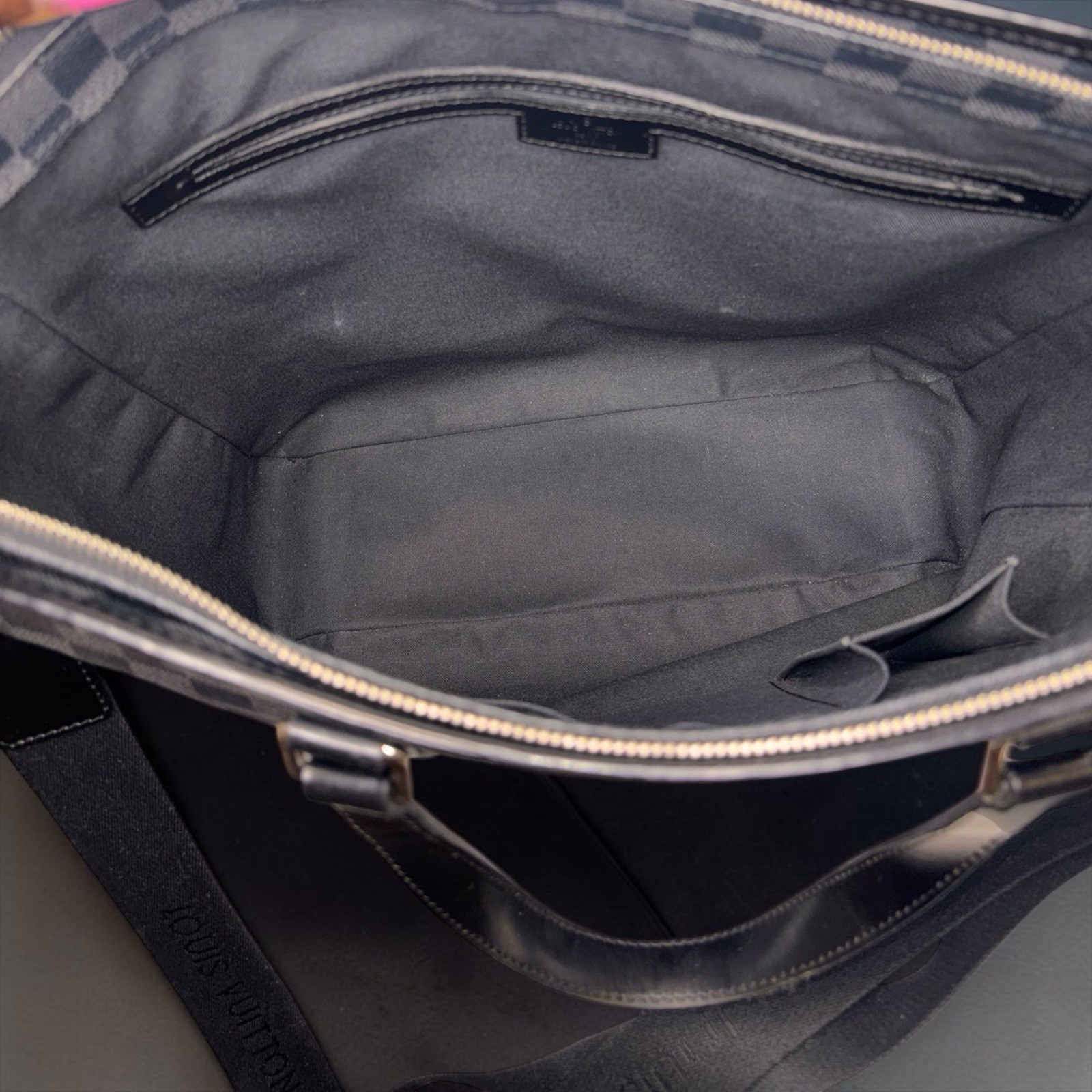 Louis Vuitton Tadao Tote PM Black Leather Damier Graphite