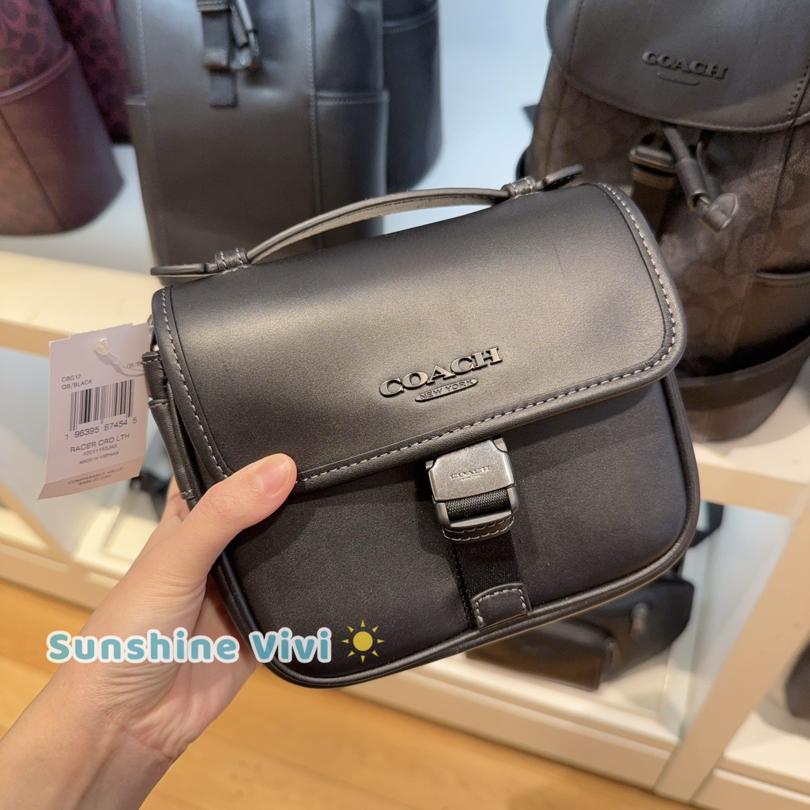 NWT COACH Racer Crossbody Bag CBG12 smooth leather/Gunmetal/Black