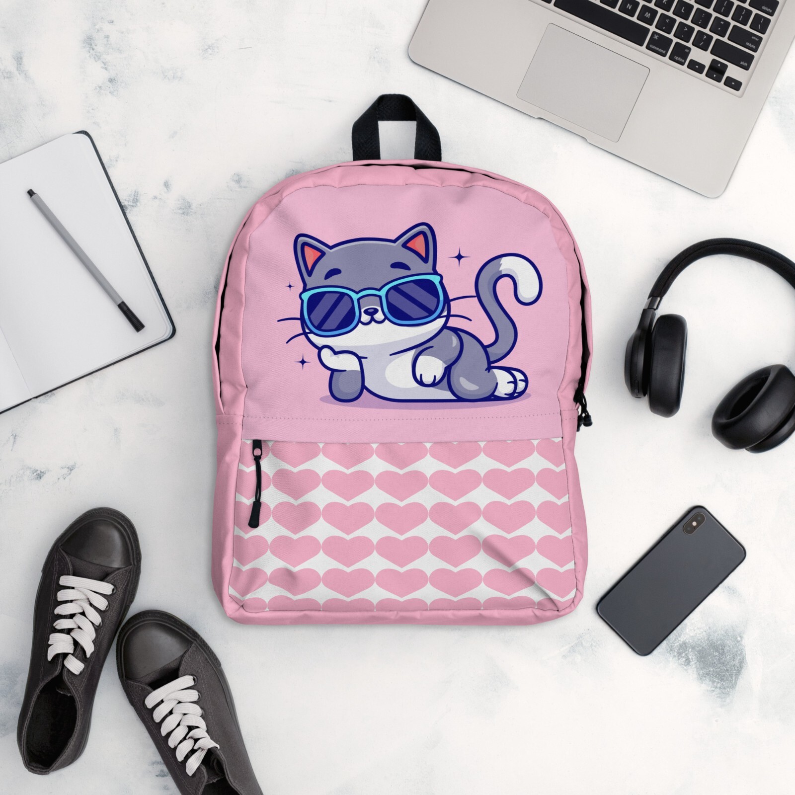 Girls Teenagers Pink School Backpack Pink 30cm