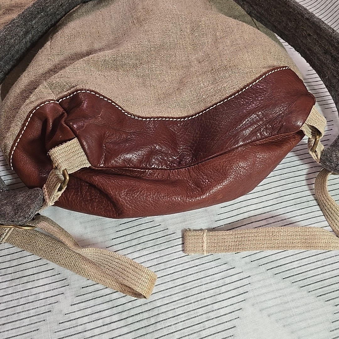 TERRA PAX Eco-friendly Hemp Linen Leather Beige TerraPax School Travel Backpack