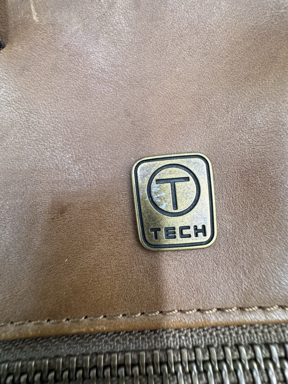 T Tech By Tumi Brown Canvas Leather Adjustable Mens Flap Crossbody Messenger Bag