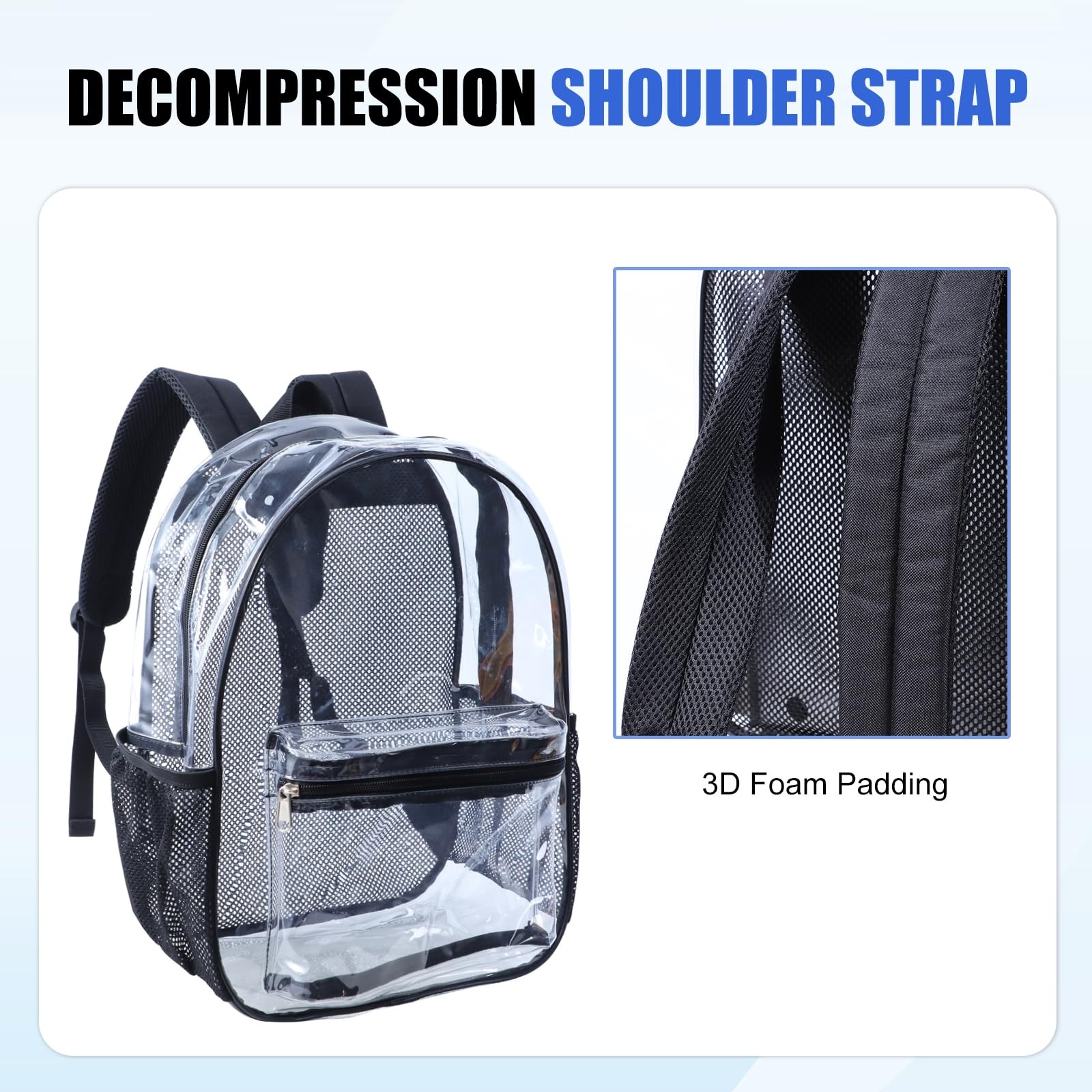 COVAX 17~Inch Clear Mesh Transparent Bookbag for School, Black