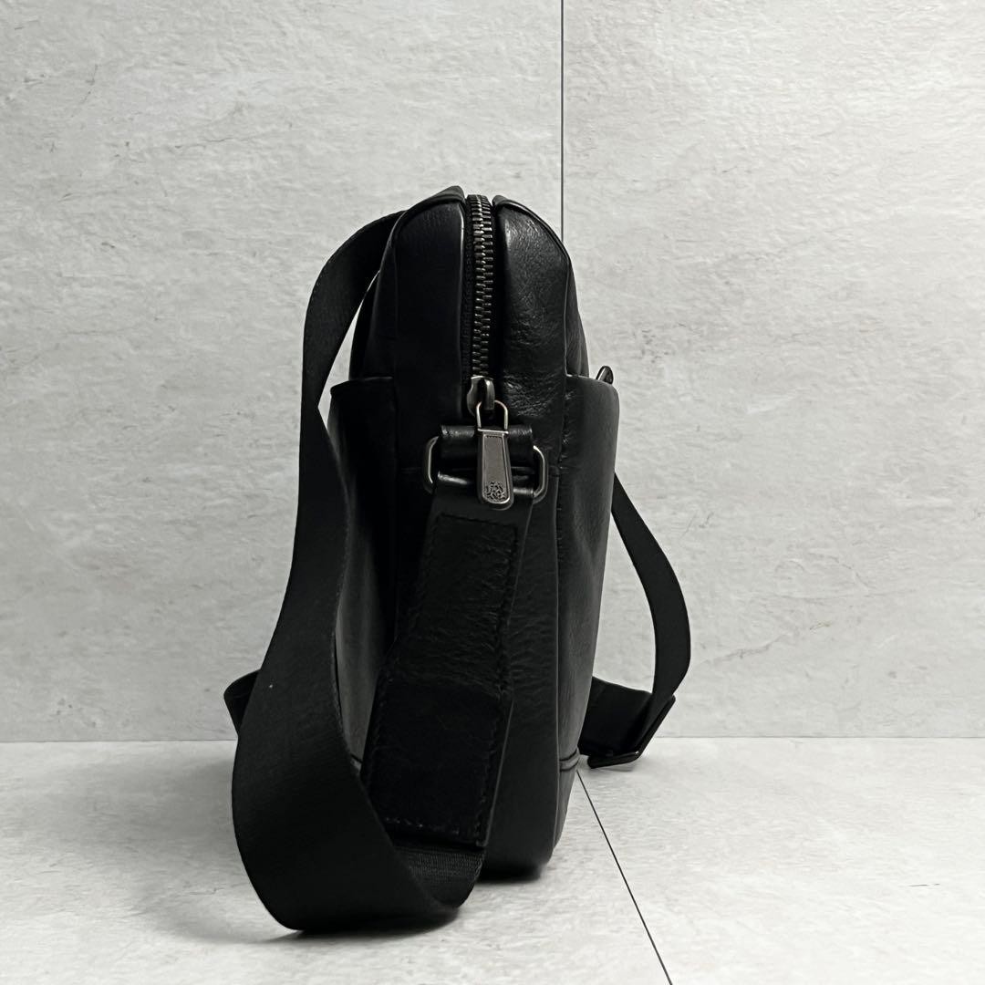 Dunhill Bordon Shoulder Bag Leather Black Crossbody Bag 22x18x5cm Excellent