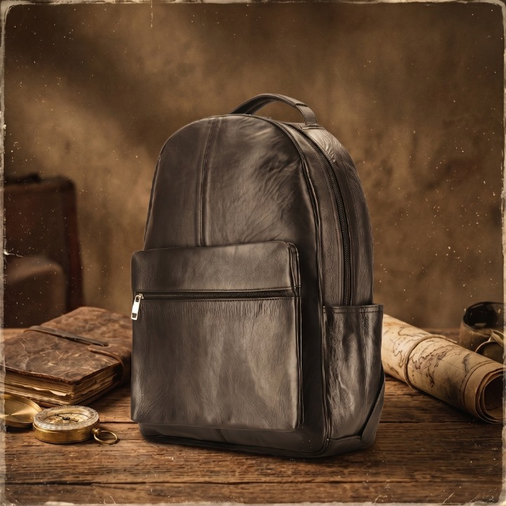 Leather Backpack Cowhide Genuine Vintage Travel Rucksack Laptop Shoulder Bag Men
