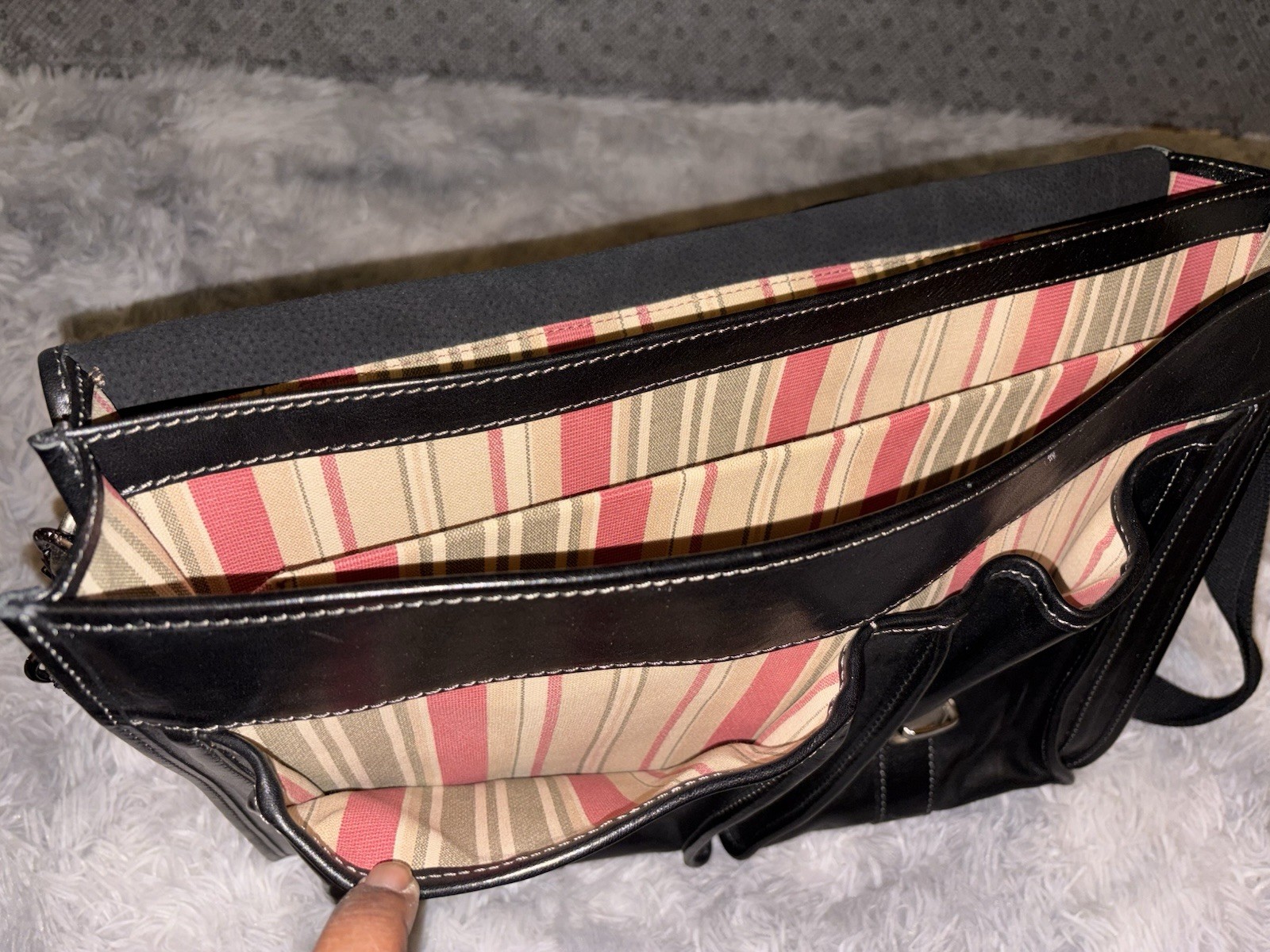 Floto Firenze Black Leather Buckle Strap Briefcase Messenger Bag Made In Italy