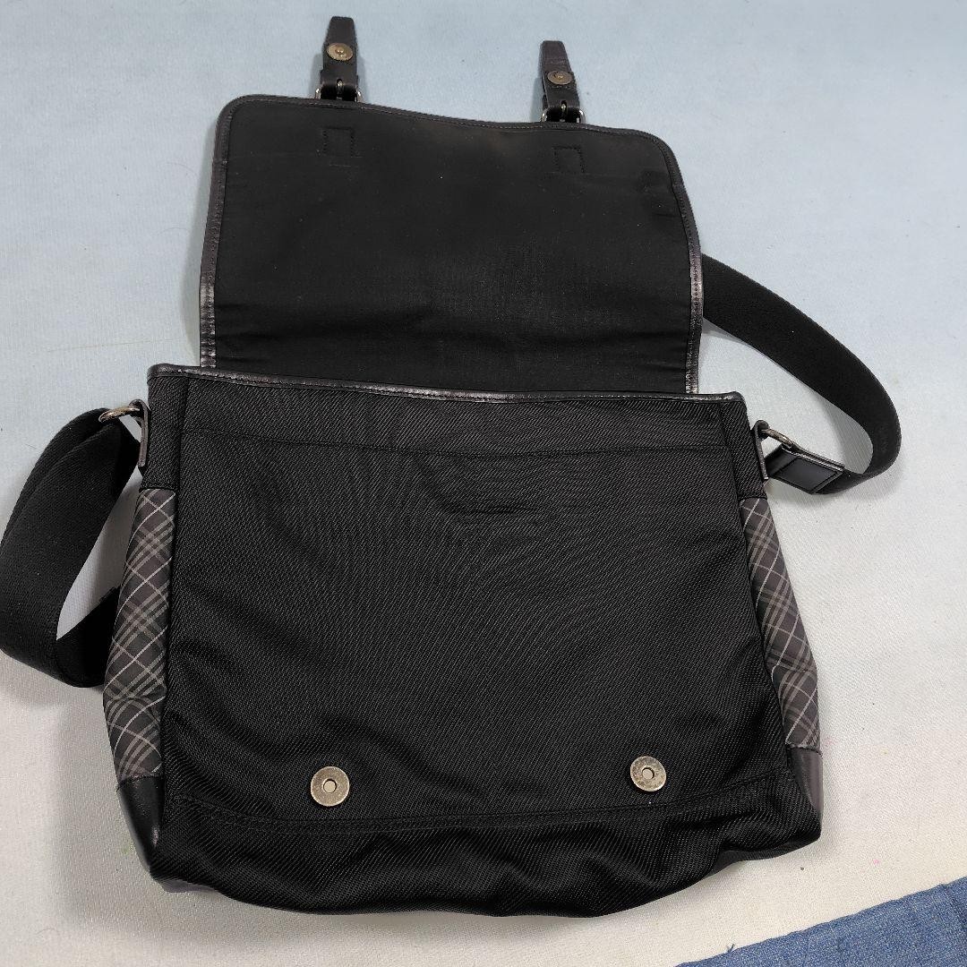 BURBERRY BLACK LABEL Messenger bag Check Black Nylon Authentic From Japan