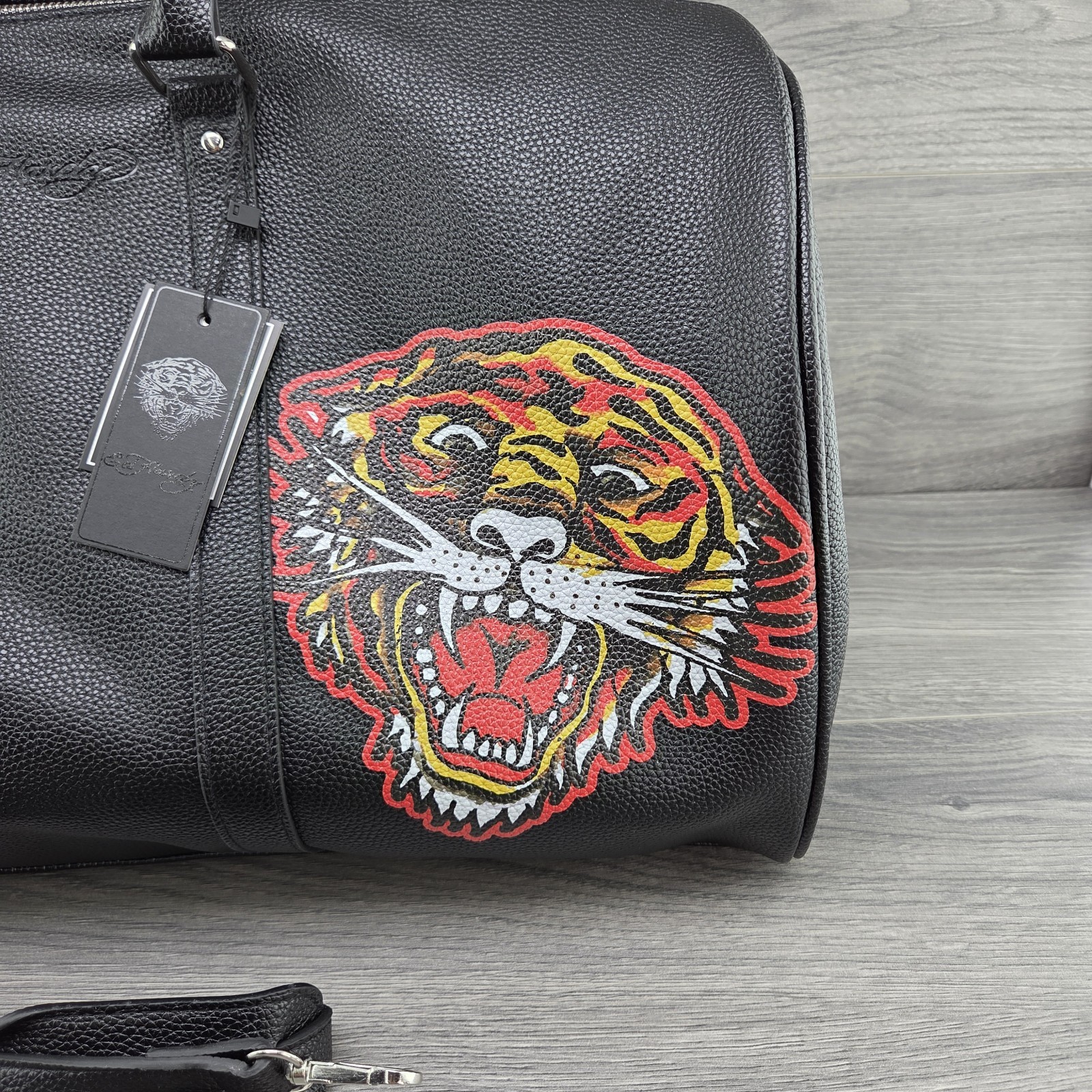 Ed Hardy Roaring Tiger Black Duffle Weekend Bag Black