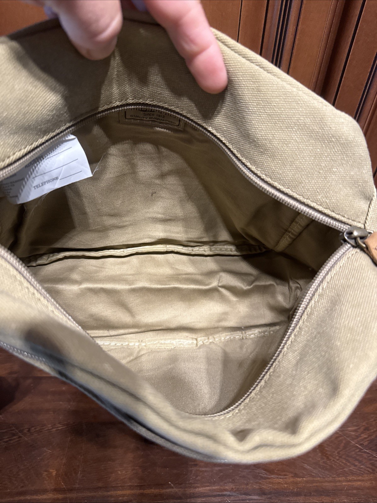 Vintage LL Bean Beige Canvas Leather Buckle Crossbody Shoulder Bag 13 x 3 x 9 in