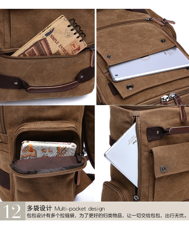 2026 New Men’s Canvas Backpack School Bag Travel Bags Laptop Bag High Qualit