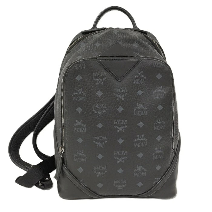 MCM Backpack Visetos With Studs and Black Leather W 26cm × H 33cm × D 13cm