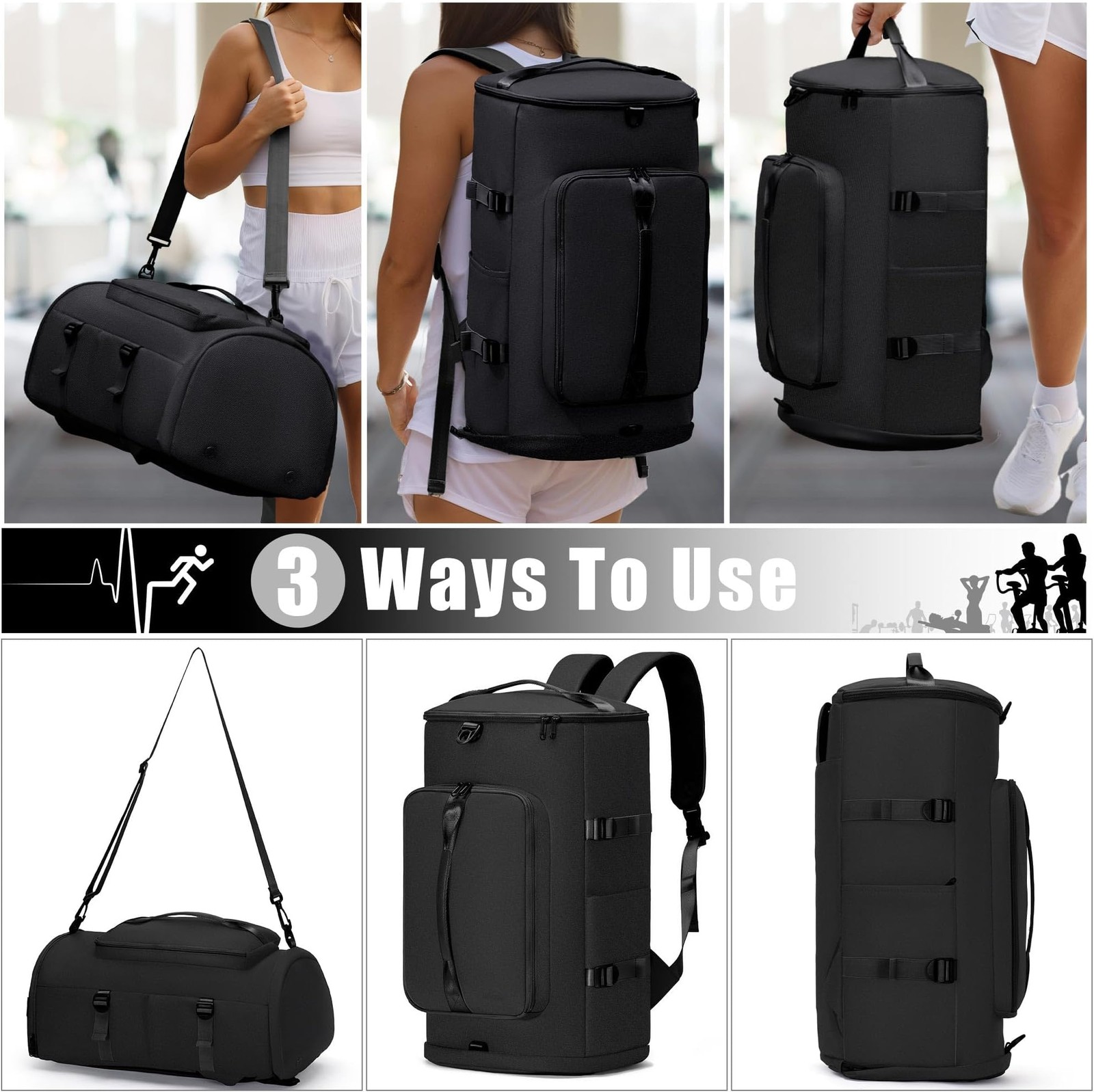 MIYCOO Gym Bag with Shoes Compartment, Duffle Bag, Backpack with Wet Pocket |…