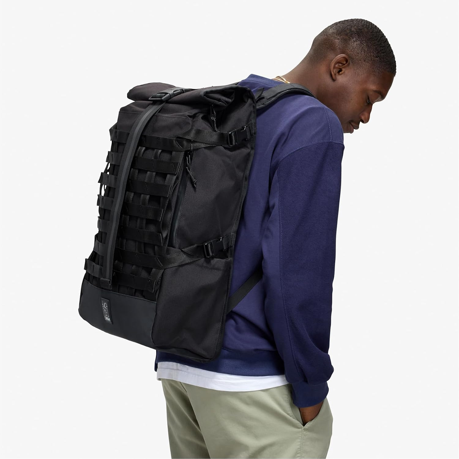 Industries Barrage 34L Black Roll-Top Backpack – Water Resistant Bag for Work, S