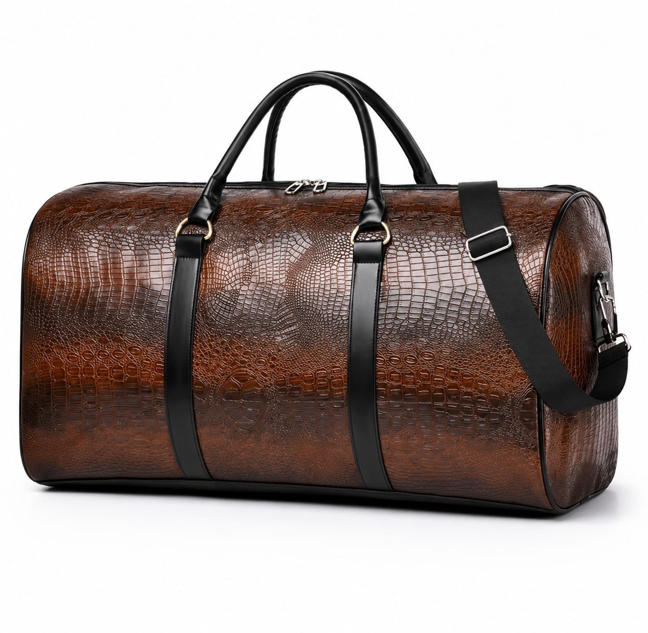 Retro Crocodile Duffel Bag Large Travel Luggage Weekender Overnight Gym Unisex