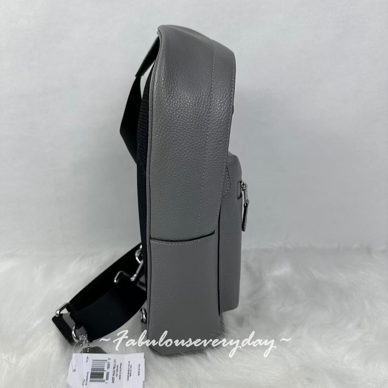 Coach Men’s West Pack In Pebbled Leather/Silver/Graphite CY206 NWT