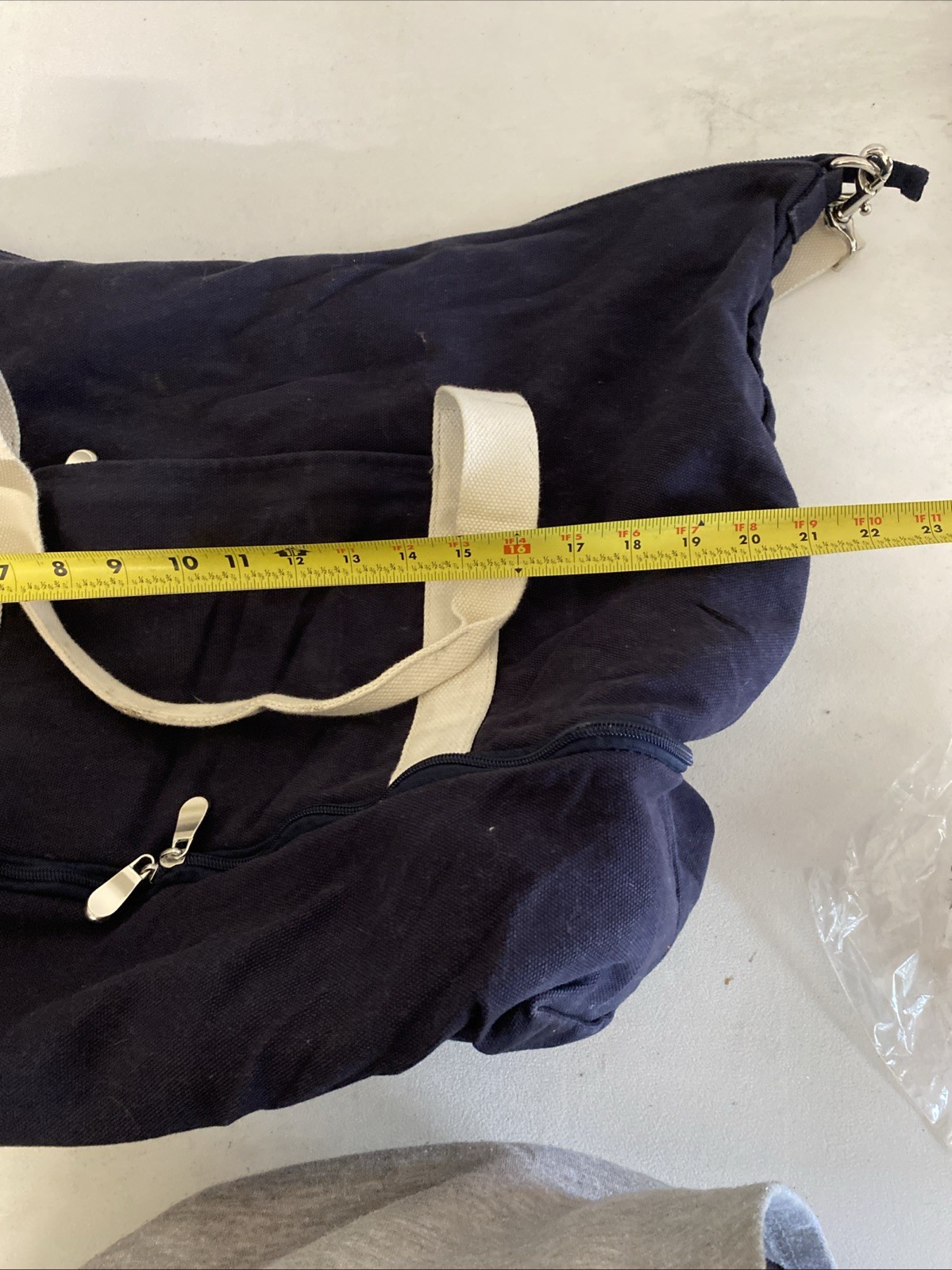 LO & SONS Catalina Deluxe Large Weekend Bag 100% Cotton Blue White Duffle