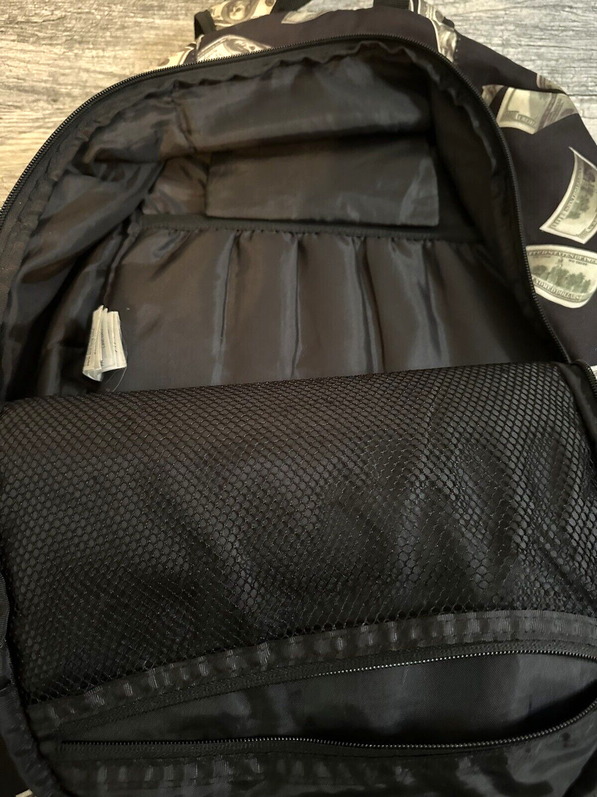 Benjamins All Over Print Nylon Minor Wear Space Junk Backpack Cash Money RARE