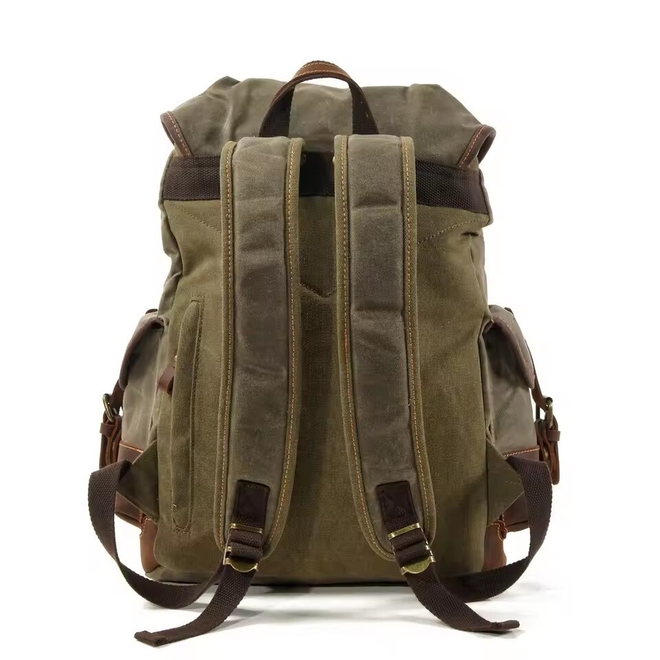 Retro Backpack Leisure Backpack Travel Backpack Canvas Patchwork Leather Fashion