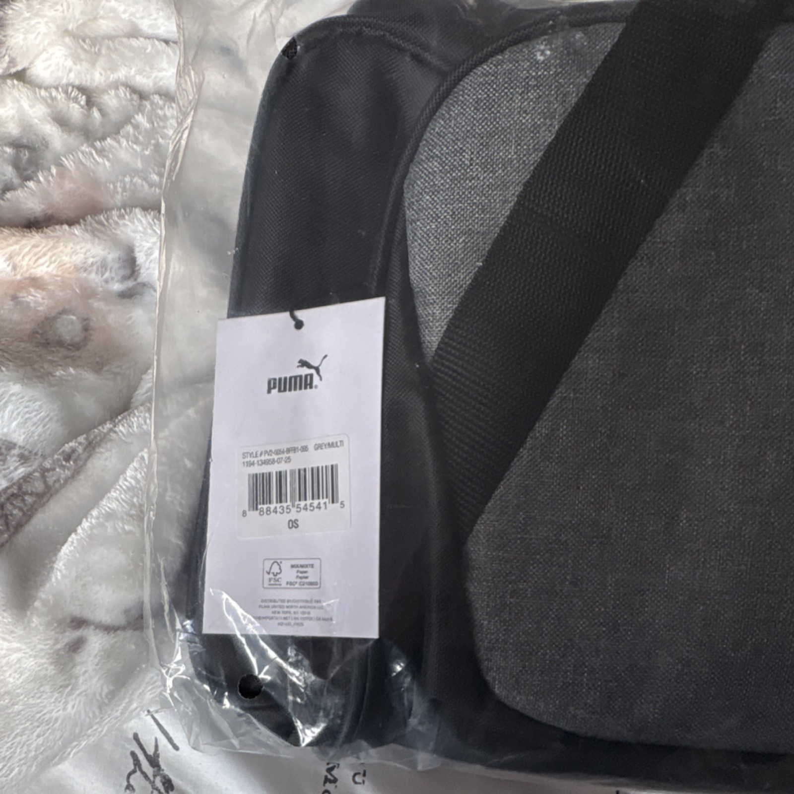 PUMA Messenger Bag Gray Black Solid Shoulder Strap Men