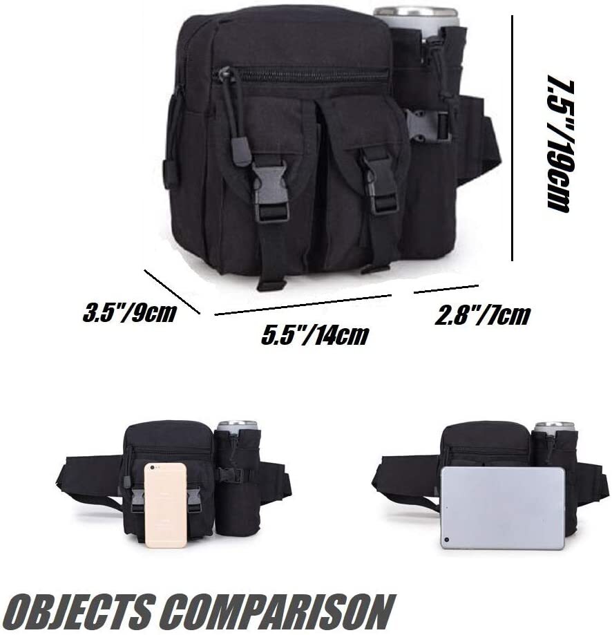 Tactical Hiking Waist Pack With Water Bottle Holder Running Waist Hip Belt Bag
