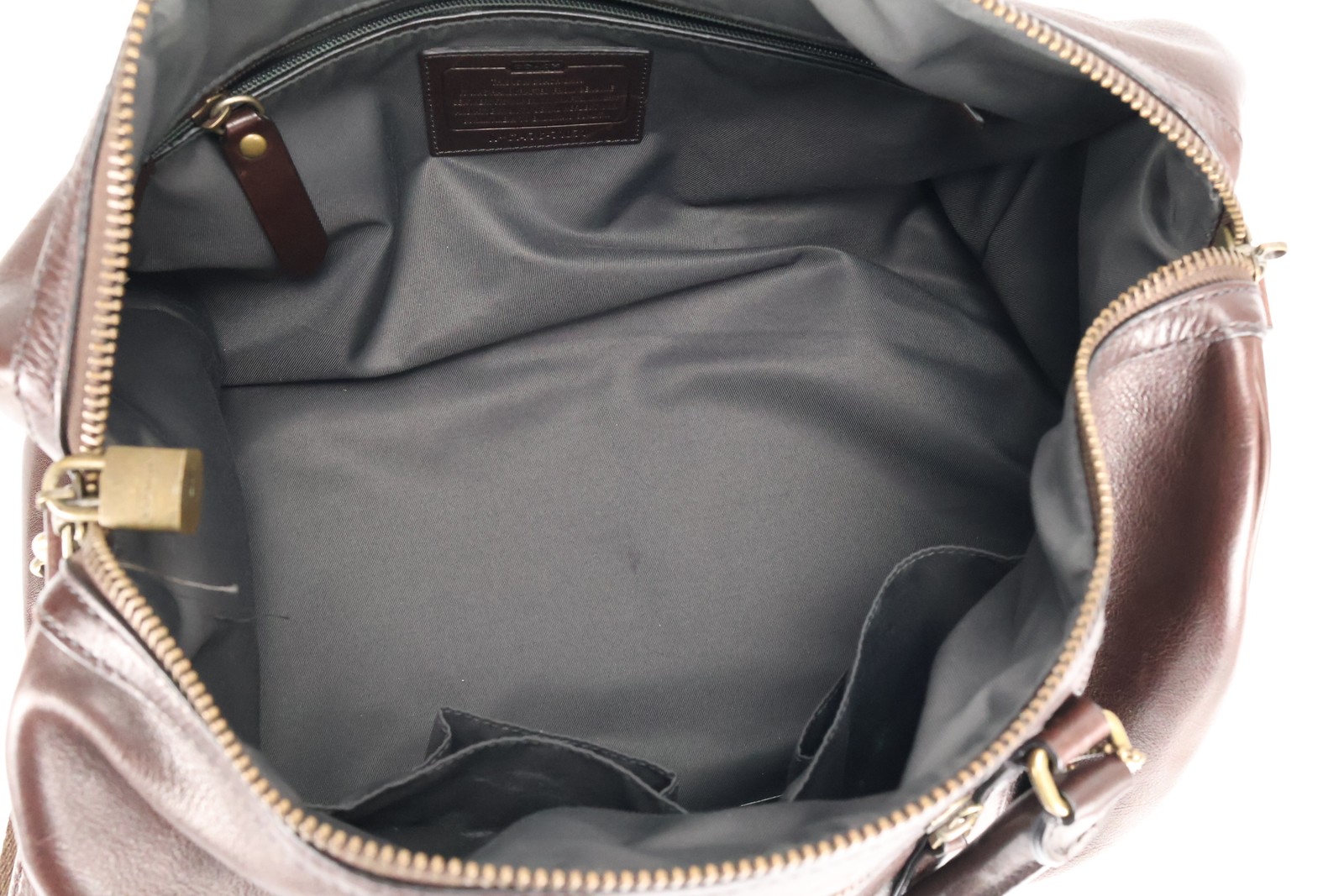 Coach F71071 Leather Duffle Weekender Travel Bag Mahogany w/ Strap Keys