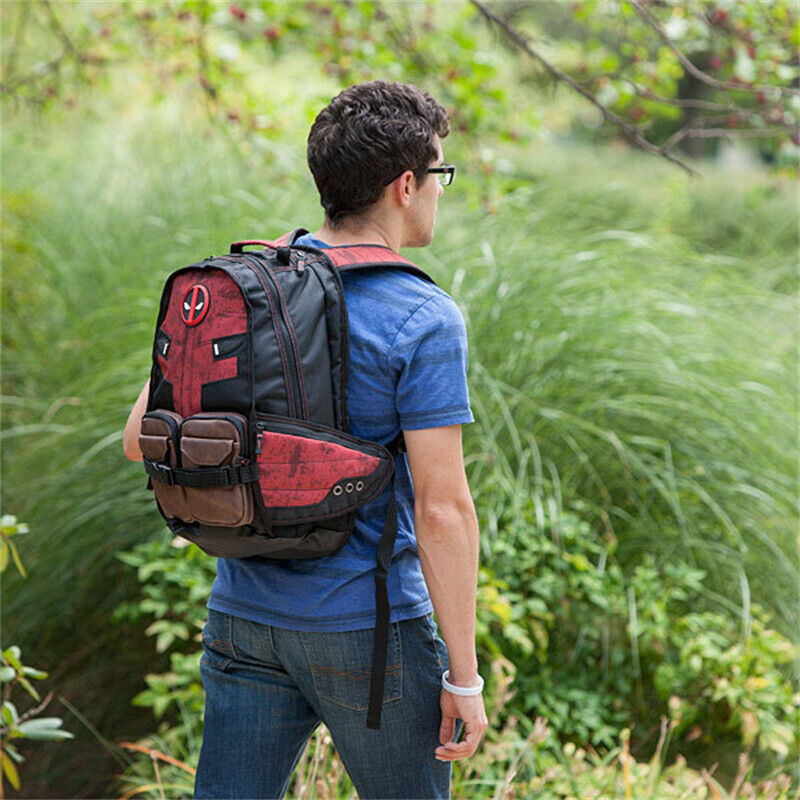 Marvel Comics Deadpool Cosplay Backpack Knapsack Traveling Bag Laptop Bag Men