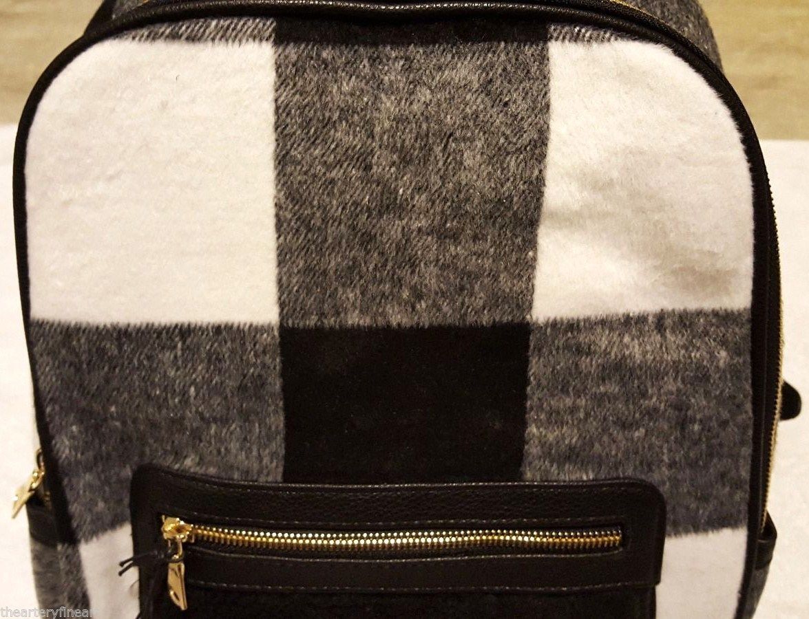 ADAM LIPPES x Target ‘Black & White Buffalo Plaid’ Shearling Backpack **NWT**