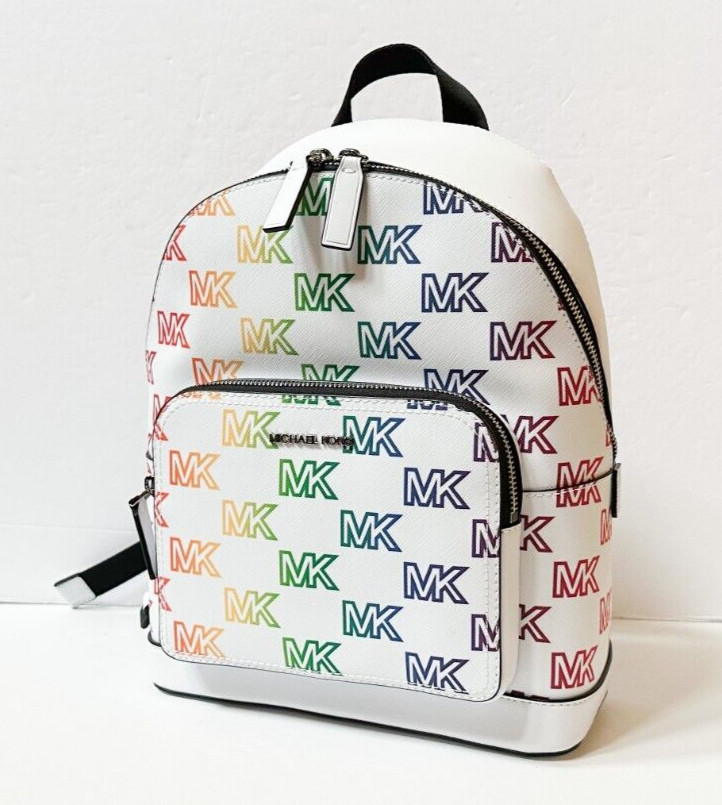 MICHAEL KORS UNISEX COOPER COMMUTER SLING BAG BACKPACK MK RAINBOW OPTIC WHITE