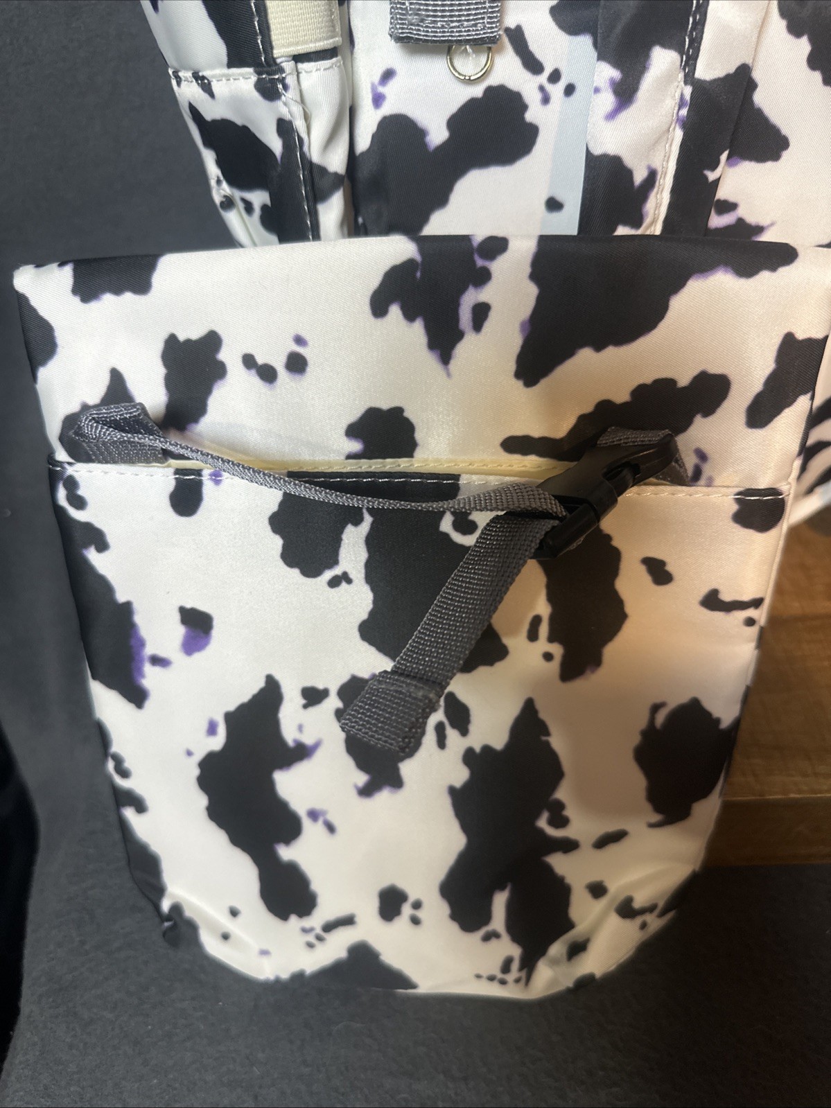 Cow Print Black Backpack Weekender Travel School Diaper Bag Water Resistant