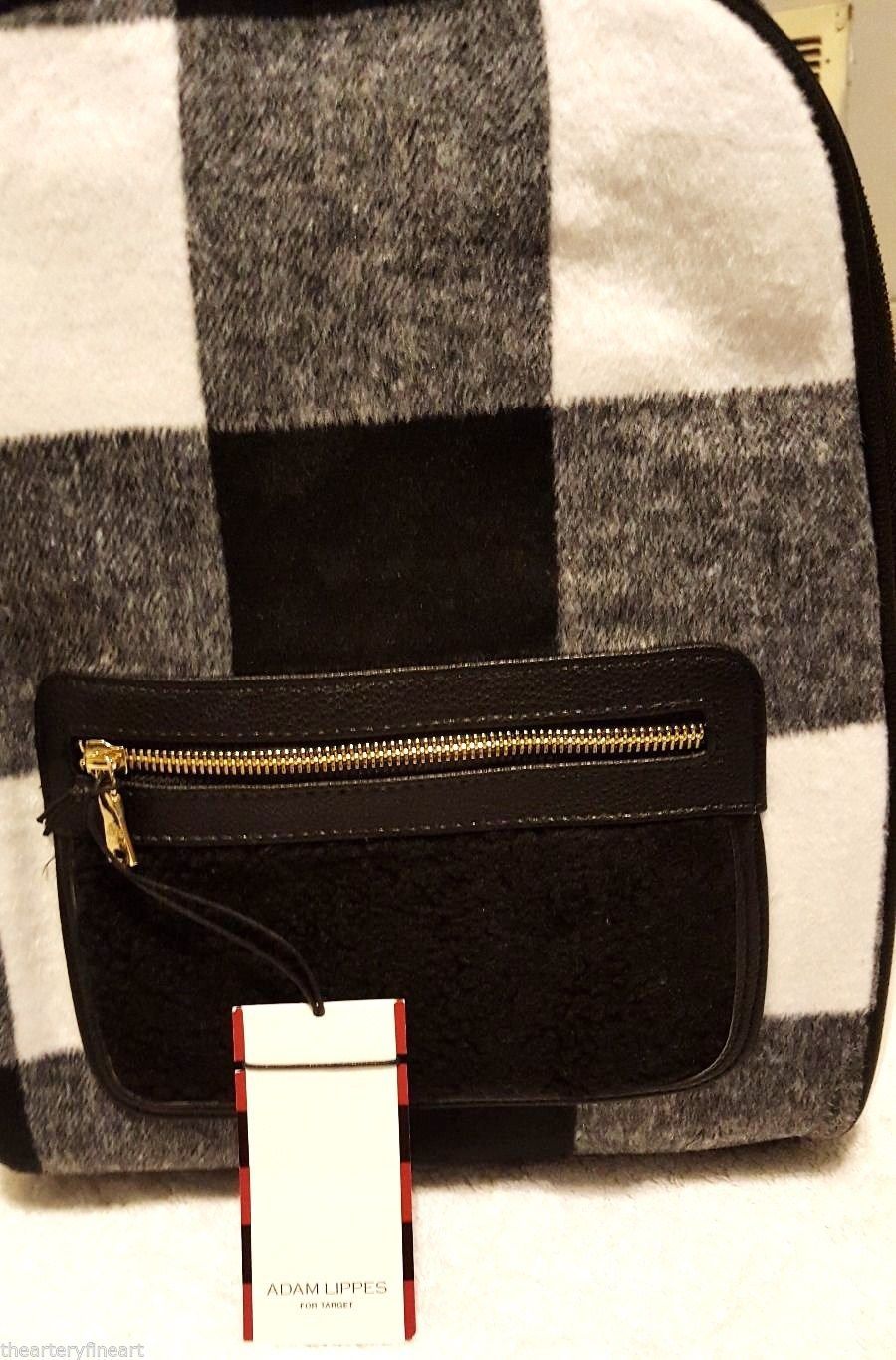 ADAM LIPPES x Target ‘Black & White Buffalo Plaid’ Shearling Backpack **NWT**