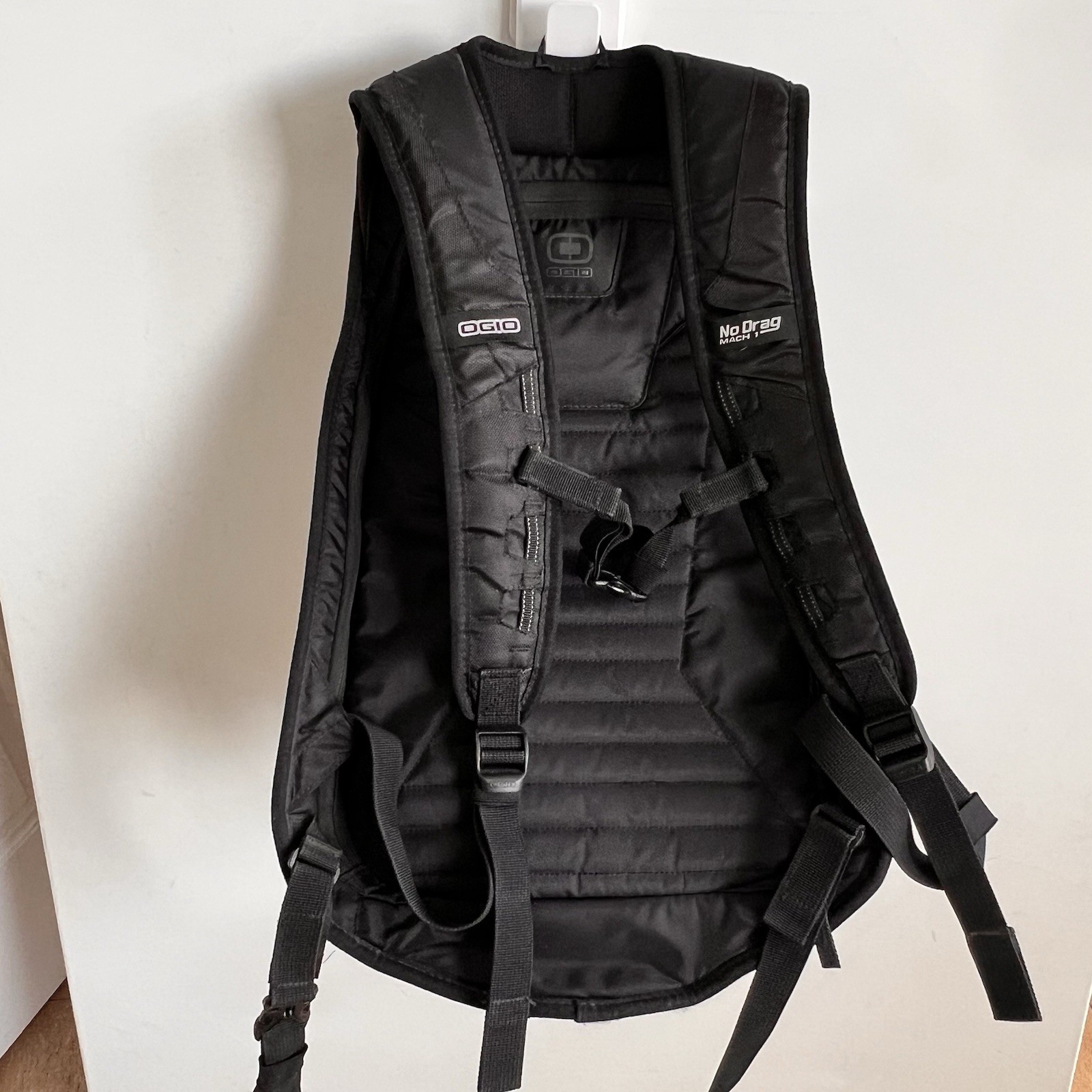 OGIO MACH 1 Motorcycle Backpack No Drag Hard Shell Bag Travel Black Padded Biker