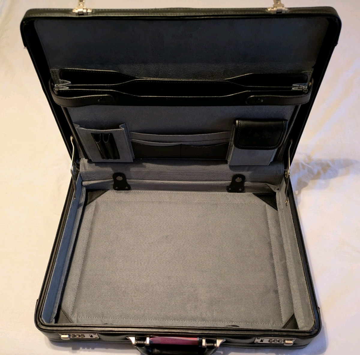 Alpine Swiss Expandable Dual Combination Black Leather Briefcase