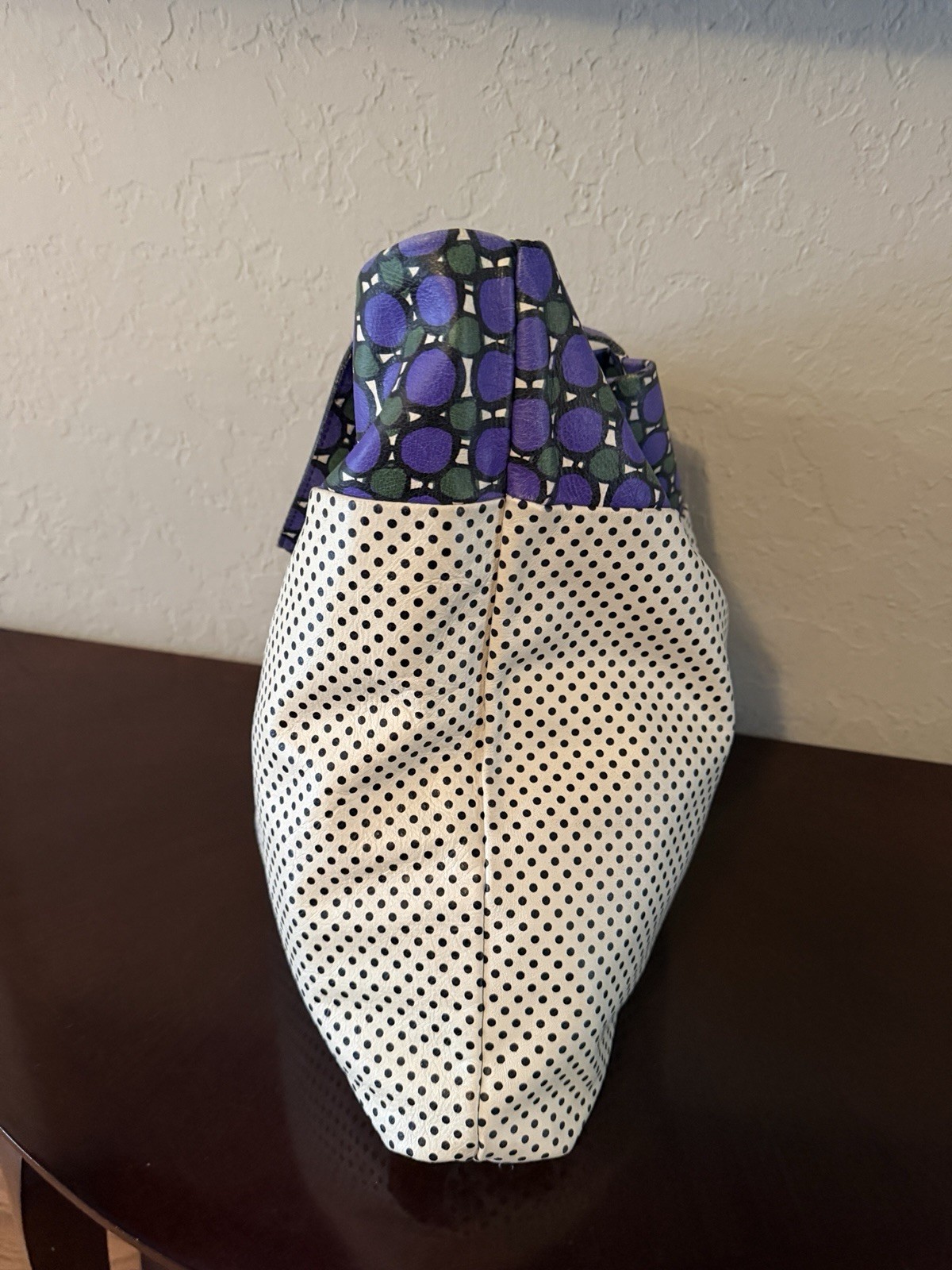 Marni Reversible Tote Bag Mens Unisex Geometric Polka Dot Purple Green Italy