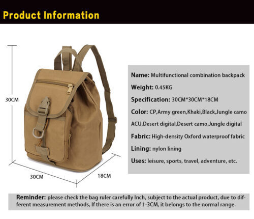 Mini Tactical Backpack Shoulder Bag Travel Daypack Outdoor Sport Casual Bookbags