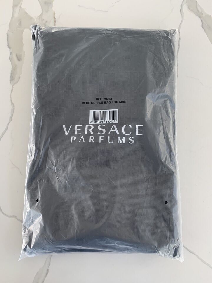 Versace Parfums Duffle dark blue Backpack faux leather gym Weekender travel Bag